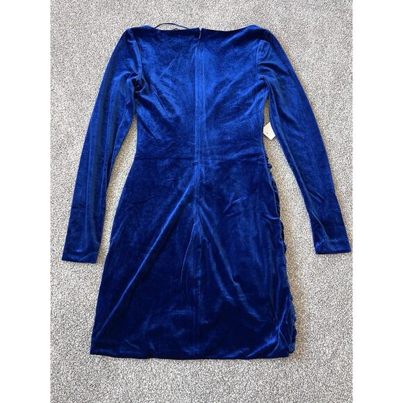 Bardot Xena Ruched Blue Velvet Mini Dress Size S US 4 Womens NWT Stretch Holiday - Picture 7 of 7